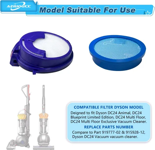 Miniatura 2 de Kits de filtros de vacío para Dyson DC24, DC24 Animal, DC24 Multi-Floor the Ball, Part 919777-02 & 915928-12,1 Filtro Pre Motor y 1 filtro Hepa