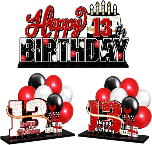 Miniatura 92 de LINGTEER Feliz 10º Cumpleaños Juego de Centros de Mesa de Acrílico Azul para Mesa - Brindemos por Diez Años Decoraciones de Regalo de Fiesta de 10º