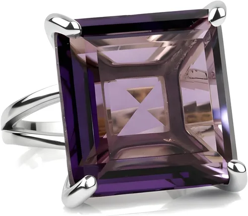 Miniatura 3 de Artisan-made Big Amethyst Ring with 925 Sterling Silver Band - Stunning Amethyst Jewelry for Women - February Birthstone Jewelry for Occasions and