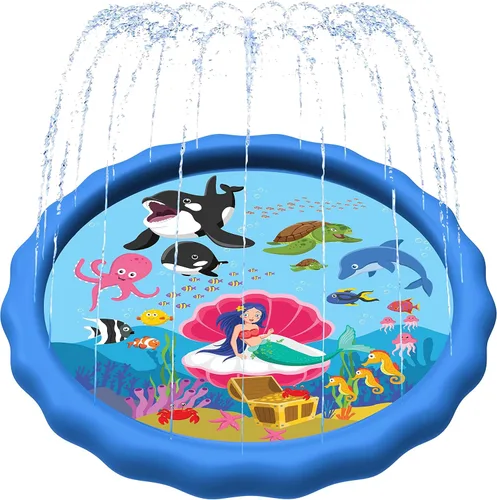 SplashEZ Almohadilla de salpicaduras extra grande de 89 pulgadas para niños y perros, grandes juguetes al aire libre para niños pequeños de 1 a 3