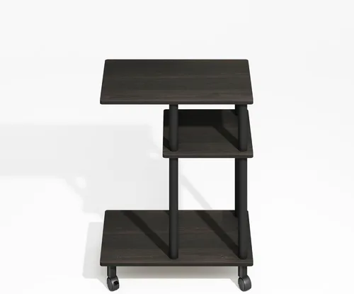 Miniatura 6 de Furinno Turn-N-Tube - Mesa auxiliar en forma de C de 3 niveles con ruedas, mesa de noche de montaje sin herramientas, mesita de noche con estante