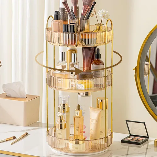 Miniatura 7 de Aveniee Organizador de maquillaje giratorio de 360 grados para tocador, organizadores de baño mejorados para perfume y cuidado de la piel