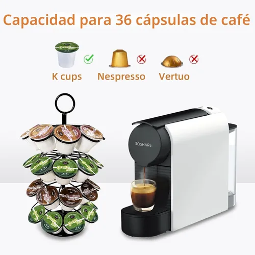 Miniatura 5 de ROWISE - Soporte y organizador para cápsulas K-Cup de carrusel para 36 cápsulas - Gira 360 grados, desmontable, diseño moderno de metal en negro