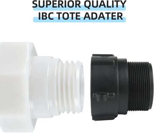 Miniatura 4 de IBC - Adaptador de accesorios de bolsa de 2 pulgadas, rosca gruesa de contrafuerte hembra x 2 pulgadas, rosca macho NPT para tubería, conector