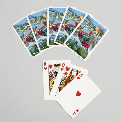Miniatura 7 de Lantern Press Chattanooga, Tennessee, escenas de montaje (52 cartas de juego, baraja de cartas de tamaño póquer con comodines)