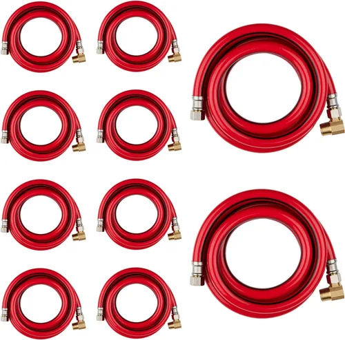 Miniatura 24 de Paquete de 1 manguera Foskan de acero inoxidable para lavavajillas de 4 pies con compilación de 3/8 pulgadas x 3/8 pulgadas MIP 90° codo, conector