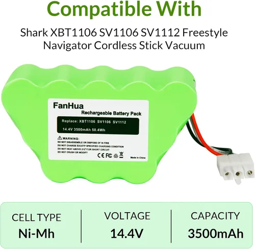 Miniatura 2 de XBT1106 Reemplazo de batería para aspiradora Shark SV1106 SV1107 SV1100 SV1112 Freestyle Rotator inalámbrico, 14.4V 3.5Ah Ni-Mh Shark
