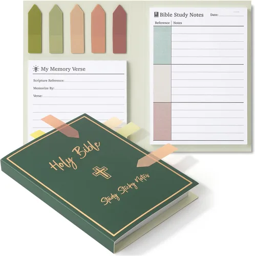 Mr. Pen - Juego de notas adhesivas de estudio de la Santa Biblia, 225 hojas, colores vintage, pestañas de notas adhesivas, versículo de memoria y