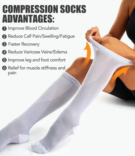 Miniatura 83 de Paquete de 3 pares de calcetines de compresión médica para mejorar la circulación de mujeres y hombres, para correr, hacer deporte y amamantar