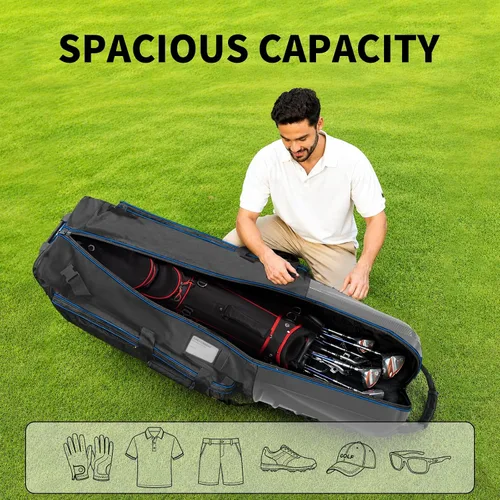 Miniatura 7 de Golf Travel Bags for Airlines with Carbon Fiber Hard Top, Protective Club Traveling Cover with Wheel, Golf Club Carrier Case for Airplanes, Thick