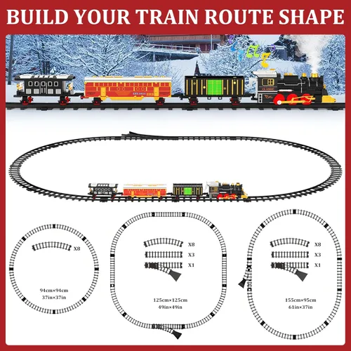 Miniatura 5 de Juego de Tren de Juguete con Humo, Luces y Sonido (Encendido/Apagado) para Niños, Juego de Tren Bajo el Árbol de Navidad, Modelos de Trenes