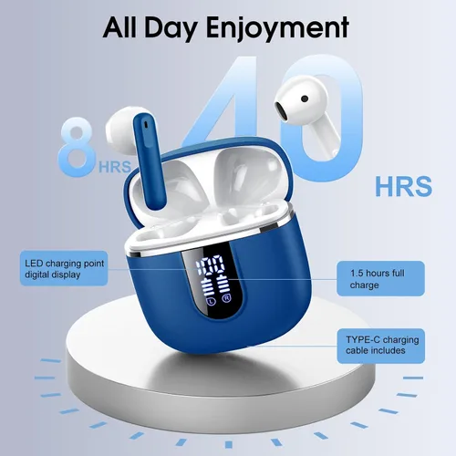 Miniatura 4 de Auriculares inalámbricos, auriculares Bluetooth 5.4 2025 con auriculares estéreo de alta fidelidad 40H con 4 micrófonos ENC con cancelación