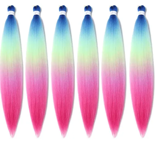 Miniatura 62 de Extensiones de cabello trenzado morado preestiradas, 20 pulgadas, 2 piezas de cabello sintético trenzado para niñas y mujeres, fiesta, disfraz