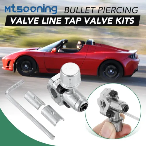 Miniatura 8 de 4 piezas BPV-31 Kit de válvula de perforación de bala, válvula de grifo de línea ajustable para aire acondicionado HVAC 1/4 pulgadas, 5/16 pulgadas