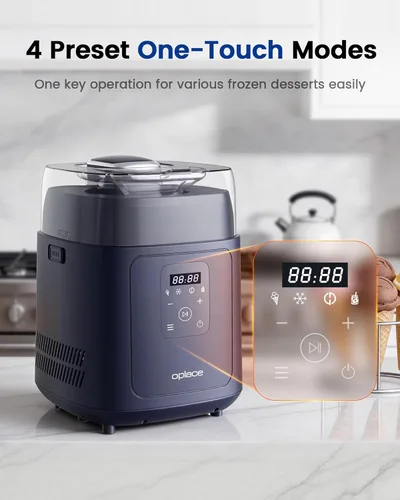 Miniatura 10 de Compresor 4 en 1 para hacer helados (1.0 cuartos de galón), sin precongelación, máquina automática de yogur, máquina de servir yogur congelado Azul