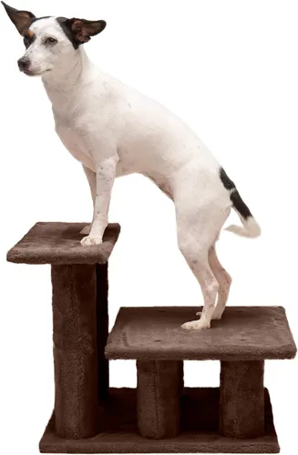 Miniatura 5 de Furhaven Steady Paws - Escaleras para mascotas de varios pasos para camas altas y sofás, color marrón, 3 escalones