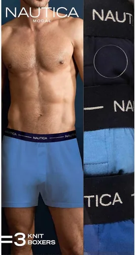 Miniatura 5 de Nautica Boxer Modal de algodón para hombre con bragueta funcional, sin etiquetas, paquete de 3