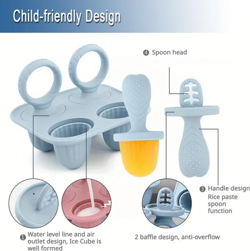 Miniatura 5 de Moldes de silicona para paletas, mini moldes para paletas de leche materna con palitos, máquina de paletas para morder leche materna congelada