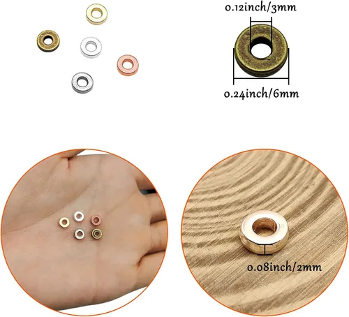 Miniatura 5 de 1000 cuentas espaciadoras redondas planas para manualidades, cuentas de disco de 5 colores para hacer joyas, pulseras, collares, aretes