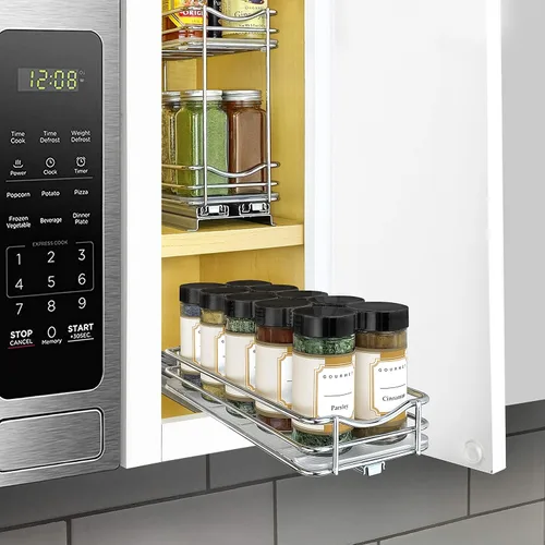 Miniatura 7 de LYNK PROFESSIONAL® Organizador de especias extraíble para armarios de cocina interiores - 4-3/8 pulgadas de ancho - cajón deslizante - Estante