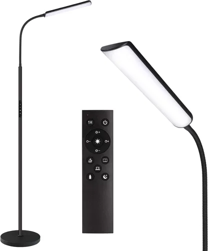 Dimunt Lámpara de pie LED, lámparas de pie brillantes de 15W para sala de estar con temporizador de 1H, lámparas de pie ajustables sin escalones de