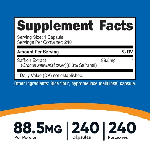 Miniatura 2 de Nutricost - Extracto de Azafrán 88.5 mg, 240 Cápsulas - Cápsulas vegetarianas, sin OMG, sin gluten