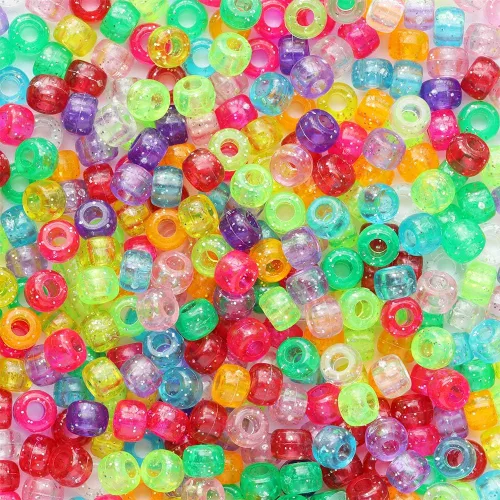 Miniatura 28 de Artesanías Multicolor Noche Resplandor Mix Beads 0.236x0.354 in, Pony Beads Total Aproximadamente 1000pcs Mezcla multicolor de brillo nocturno