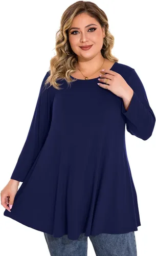 Miniatura 3 de BELAROI - Camiseta cómoda de manga 34 para mujer, talla grande, ajuste suelto