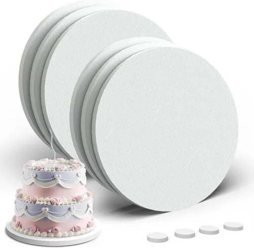 Miniatura 9 de Paquete de 4 tambores para pasteles de 8 pulgadas a prueba de grasa, tambor redondo sólido para tartas, suministros de decoración a prueba de Negro
