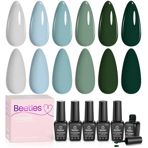 Miniatura 18 de Beetles - Juego de esmalte de uñas de gel de 6 colores, ojo de gato plateado, gel transparente rojo, rosa, amarillo, verde, negro, con efecto