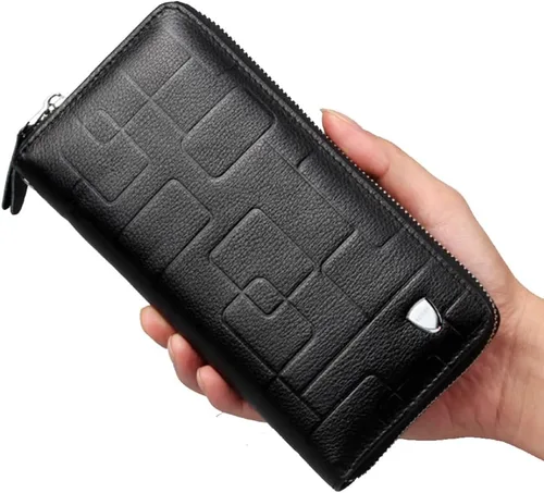 Miniatura 6 de KPYWZER Bolso de mano de cuero para hombre, cartera para muñeca, bolsa de muñeca