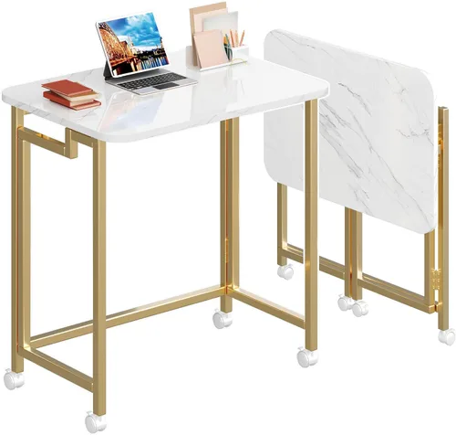 Miniatura 15 de 4NM Escritorio de computadora rodante móvil pequeño de 23.6", mesa carrito plegable para laptop con ruedas, escritorio de oficina portátil para Todo