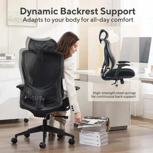 Miniatura 4 de Nouhaus Apertura - Silla ergonómica de oficina, sillas de escritorio de oficina en casa con soporte lumbar ajustable y reposacabezas, soporte Negro