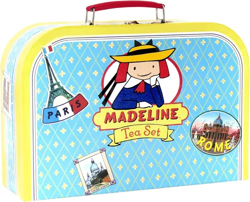Miniatura 2 de YOTTOY Madeline Collection - Juego de té de lata para niños de 23 piezas con ilustraciones, monogramas, estuche de transporte Juego de té Madeline