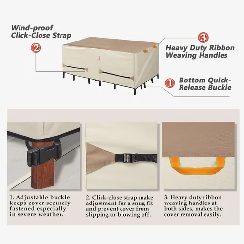 Miniatura 4 de Porch Shield Funda para muebles de patio, funda rectangular de 108 x 70 pulgadas con funda para silla de exterior, 34 pulgadas de ancho x 37