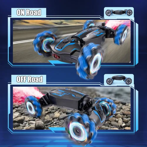 Miniatura 2 de 4WD Coche de Control Remoto con Sensor de Gesto, Giro de 360° de Doble Cara, con Luces y Música, Coche RC de Acrobacias con Giros para Niños de 6 a