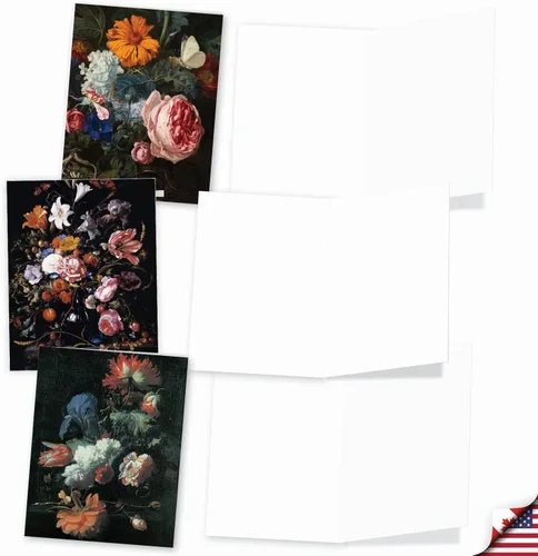 Miniatura 3 de The Best Card Company - 10 tarjetas de notas en caja con flores - Tarjetas de notas florales surtidas en blanco a granel (4 x 5.12 pulgadas)