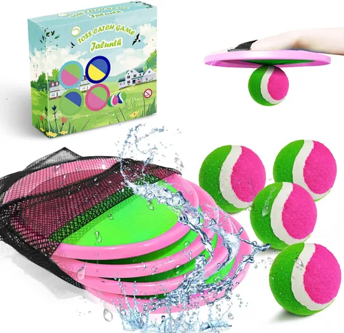 Jalunth Juego de captura de bolas, juego de lanzar palas – Juguetes de playa, patio trasero, juegos de piscina al aire libre, juego de guantes Rosa