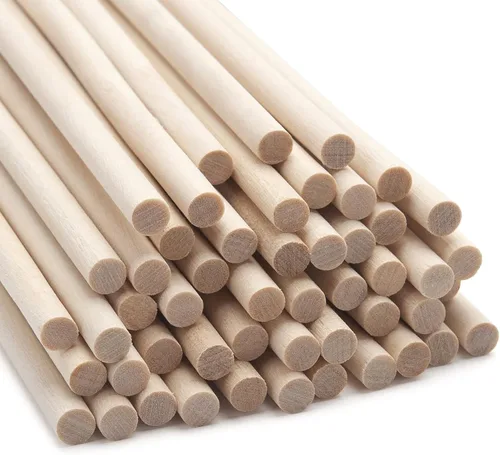 Varillas de Clavija de Madera Tacos de Madera para Manualidades, 50 PCS 1/4 x 15 pulgadas Palos de Madera para Manualidades, Tacos Redondos de