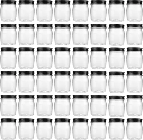 Miniatura 23 de novelinks Tarros de plástico transparente de 8 onzas con tapas herméticas, paquete de 16 tarros de plástico con tapas de 8 onzas, recipientes de Oro