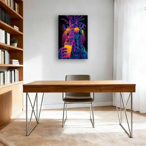Miniatura 4 de Vibrant Neon Giraffe Poster Synthwave Wall Art for Bedroom Living Room Decoration Cool Animal Print Groovy Retro Music Decor-Unframed-12x18inch