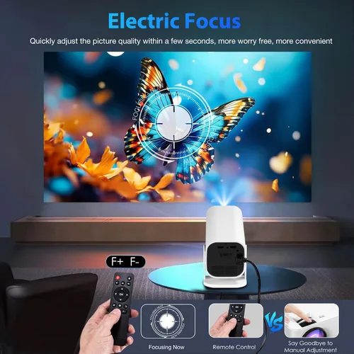 Miniatura 5 de Mini proyector para iPhone, proyector pequeño de 1080P (Bluetooth 5.3 y altavoz integrados), compatible con 4K, giratorio de 210°, proyector