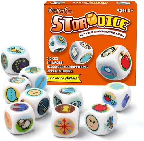 Miniatura 8 de Happy Story - Paquete de 9 cubos coloridos – Un viaje feliz contar cubos y dados de lenguaje oral, 54 imágenes, combinación de historias ilimitadas