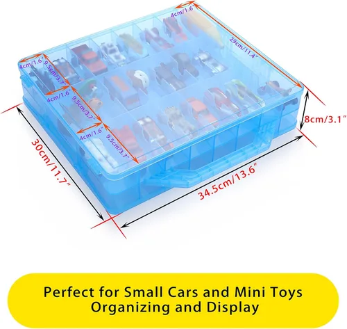 Miniatura 3 de BTSKY Organizador de almacenamiento de juguetes de doble cara con 48 compartimentos, organizador de juguetes para autos de ruedas calientes, autos