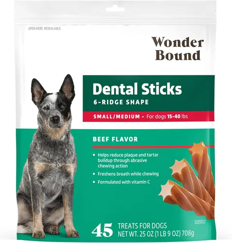 Miniatura 7 de Marca Amazon – Wonder Bound - Palitos dentales con sabor a carne de res para perros grandes (más de 30 libras), forma de 6 crestas para control