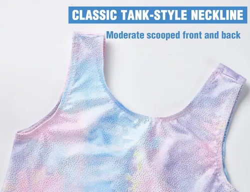 Miniatura 3 de TENVDA Gymnastics Leotards for Girls 2-12 Years Old Sparkly Multicolor Kids Tumbling Biketards Unitard
