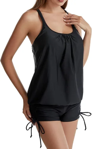 Miniatura 6 de Trajes de baño Tankini dos piezas, chaleco de natación tirantes, tops pantalones cortos para niño, traje de baño delgado