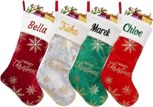 Miniatura 26 de Calcetines de Navidad personalizados para perros y gatos, calcetín de Navidad bordado con nombre personalizado en forma de pata de mascota o hueso