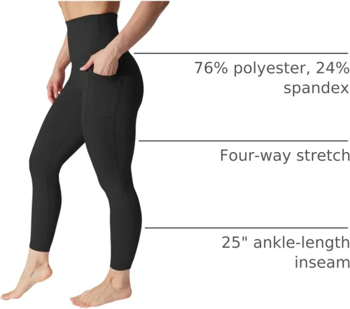 Miniatura 4 de 90 Degree By Reflex Leggings de tobillo con control de abdomen y cintura súper alta y elásticos a prueba de sentadillas con bolsillos