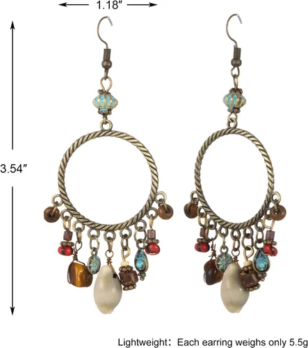 Miniatura 4 de Aretes bohemios para mujer, aretes colgantes bohemios vintage